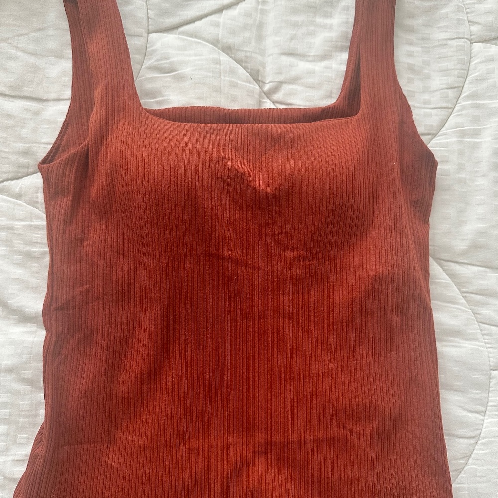 Square Neck Top Shirt with Built In Bra Cotton